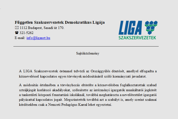 A LIGA a sztrájkjog felülvizsgálatát kezdeményezi